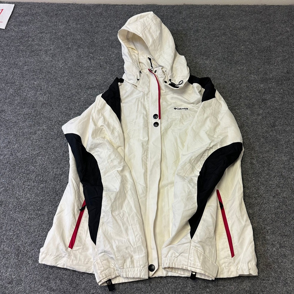 Columbia Jacket Womens Size L White Interchange Hooded Outdoor Colorblock Zip Up